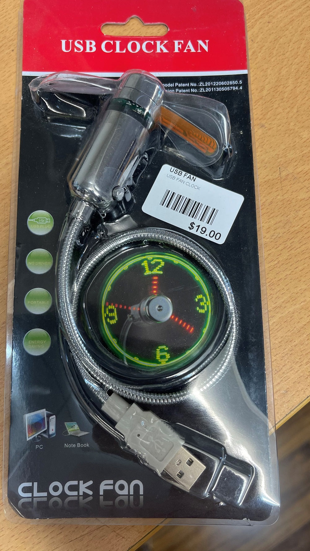 USB Clock FAN escoozzi